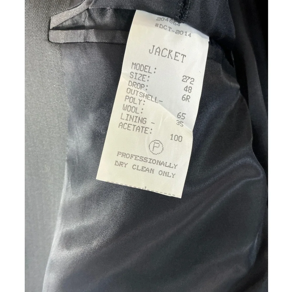 GIVO Blazer Jacket Mens 48 Black Herringbone Wool Blend 3-Button Suit Coat NEW
